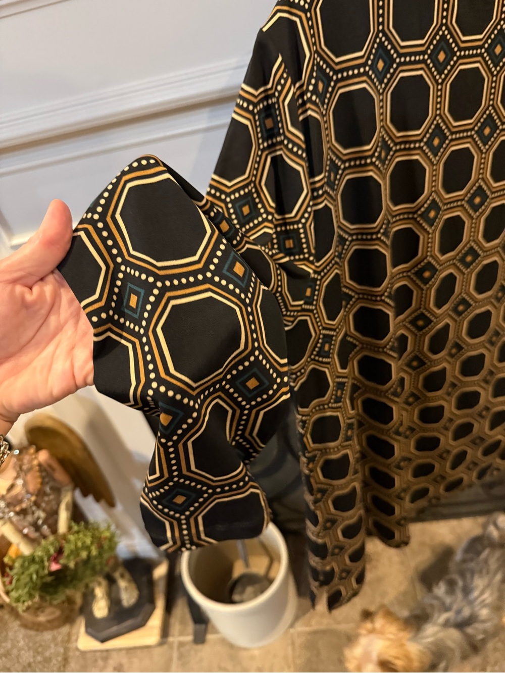 Investments Black & Gold Geometric Open Front Blouse - Picture 6 of 6
